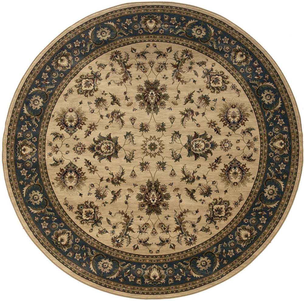 Oriental Weavers Ariana 311Z3 Traditional/Persian Oriental Polypropylene Indoor Area Rug Ivory/ Blue 8' Square A311Z3240240SQ