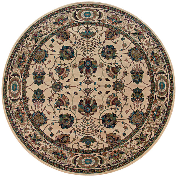 Oriental Weavers Ariana 431O3 Traditional/Persian Floral Polypropylene Indoor Area Rug Ivory/ Red 8' Round A431O3240240ST