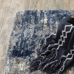 Oriental Weavers Aspen 2061L Shag/Contemporary Abstract Polyester Indoor Area Rug Grey/ Blue 9'10" x 12'10" A2061L300390ST