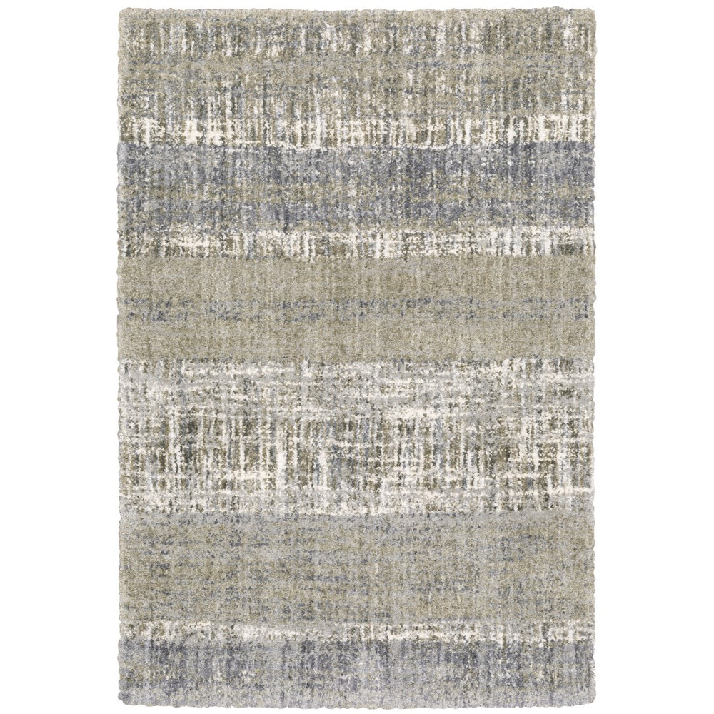 Oriental Weavers Aspen 530J9 Shag/Contemporary Abstract Polyester Indoor Area Rug Grey/ Ivory 6'7" x 9'6" A530J9200290ST