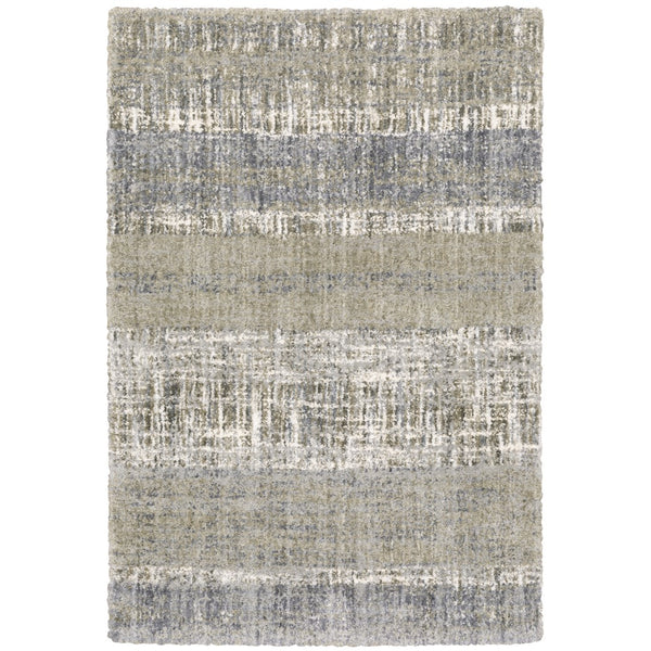 Oriental Weavers Aspen 530J9 Shag/Contemporary Abstract Polyester Indoor Area Rug Grey/ Ivory 6'7" x 9'6" A530J9200290ST