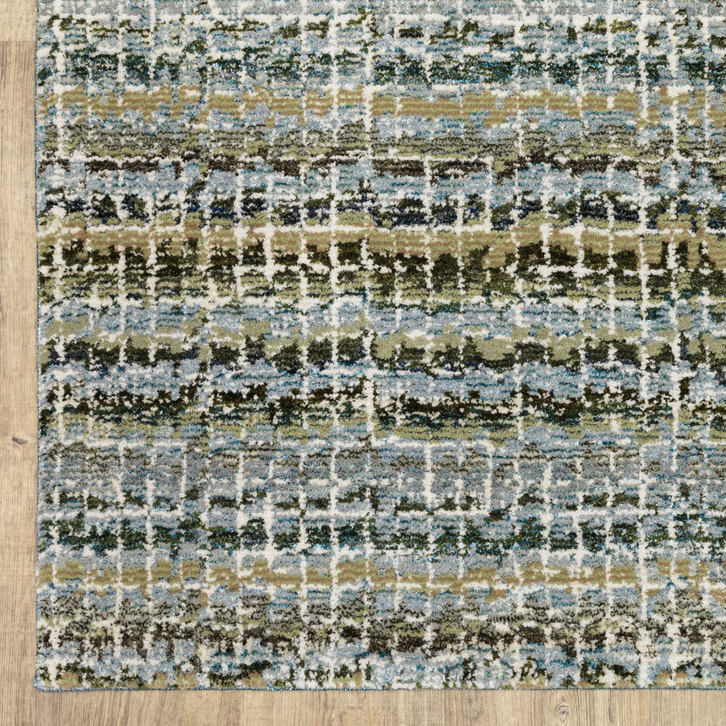 Oriental Weavers Atlas 747B0 Contemporary/Mid-Century Modern Abstract Nylon, Polypropylene Indoor Area Rug Blue/ Green 2'6" x 12' A747B0076365ST