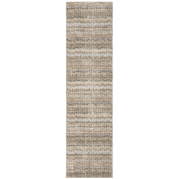 Oriental Weavers Atlas 747E0 Contemporary/Mid-Century Modern Abstract Nylon, Polypropylene Indoor Area Rug Ivory/ Grey 2'6" x 12' A747E0076365ST