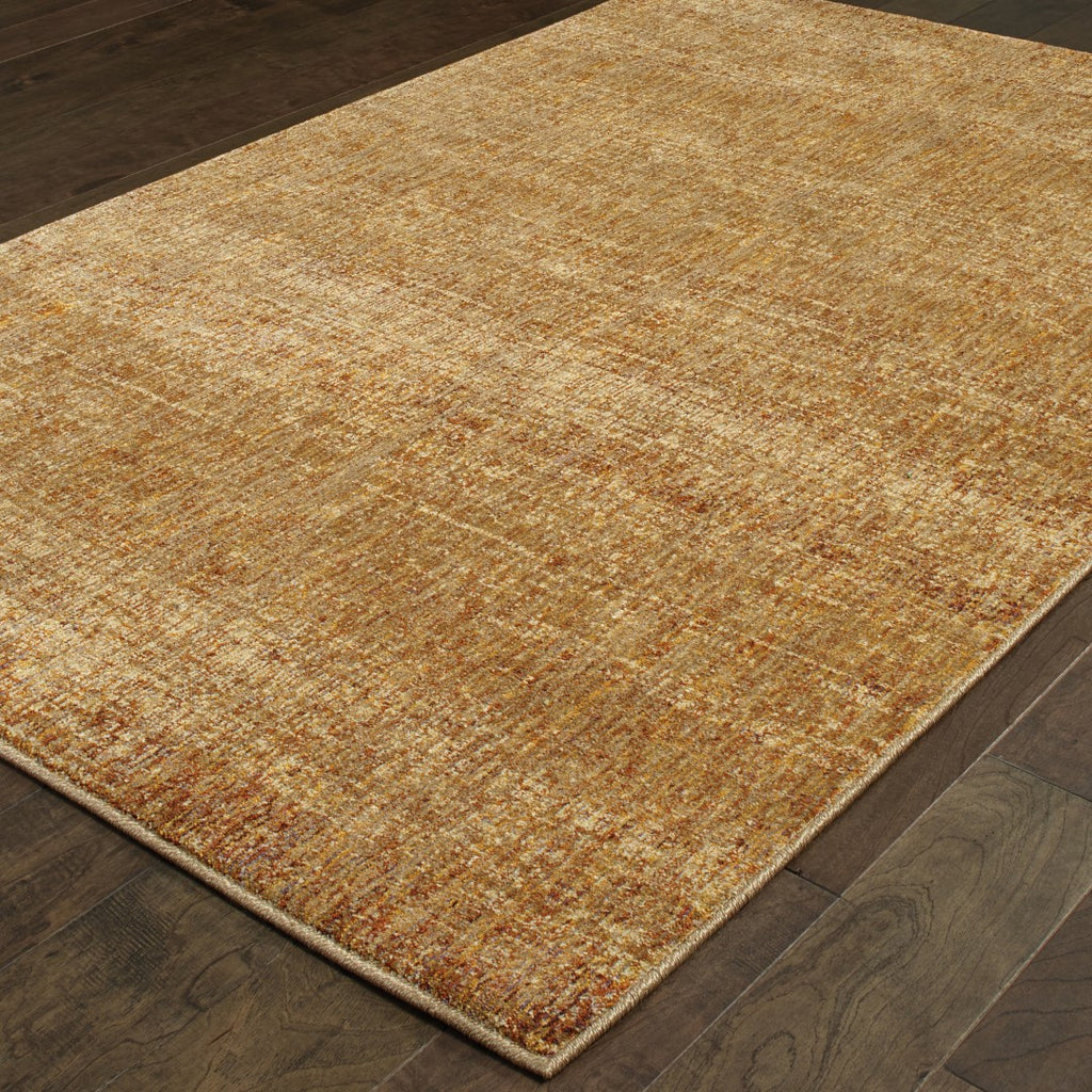 Oriental Weavers Atlas 8033R Transitional/Industrial Solid Nylon, Polypropylene Indoor Area Rug Gold/ Yellow 10' x 13'2" A8033R305400ST