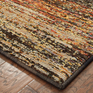 Oriental Weavers Atlas 8037C Transitional/Industrial Abstract Nylon, Polypropylene Indoor Area Rug Gold/ Charcoal 2'6" x 12' A8037C076365ST