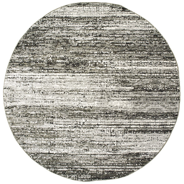 Oriental Weavers Atlas 8037G Transitional/Industrial Abstract Nylon, Polypropylene Indoor Area Rug Ash/ Charcoal 7'10" Round A8037G240RDST