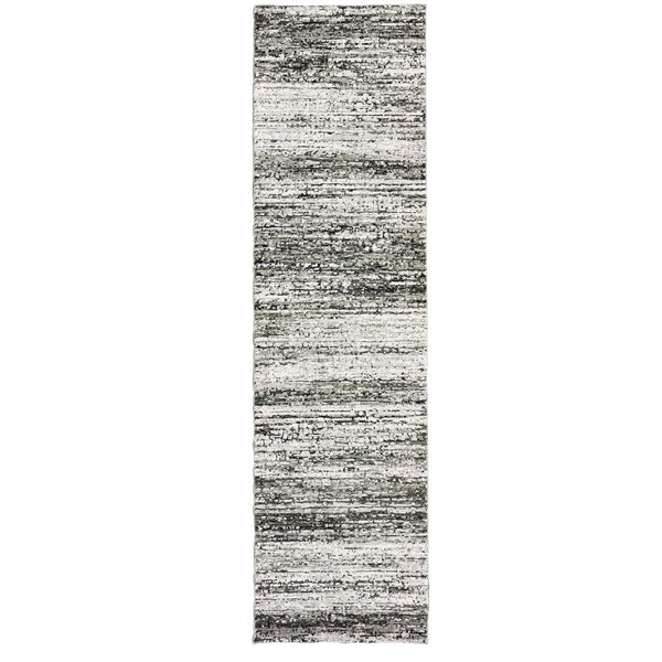 Oriental Weavers Atlas 8037G Transitional/Industrial Abstract Nylon, Polypropylene Indoor Area Rug Ash/ Charcoal 2'6" x 12' A8037G076365ST