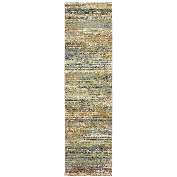 Oriental Weavers Atlas 8037J Transitional/Industrial Abstract Nylon, Polypropylene Indoor Area Rug Gold/ Green 2'6" x 12' A8037J076365ST