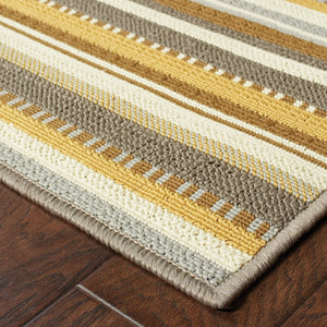 Oriental Weavers Bali 1001J Contemporary/ Striped Polypropylene Indoor/Outdoor Area Rug Grey/ Gold 8'6" x 13' B1001J259396ST