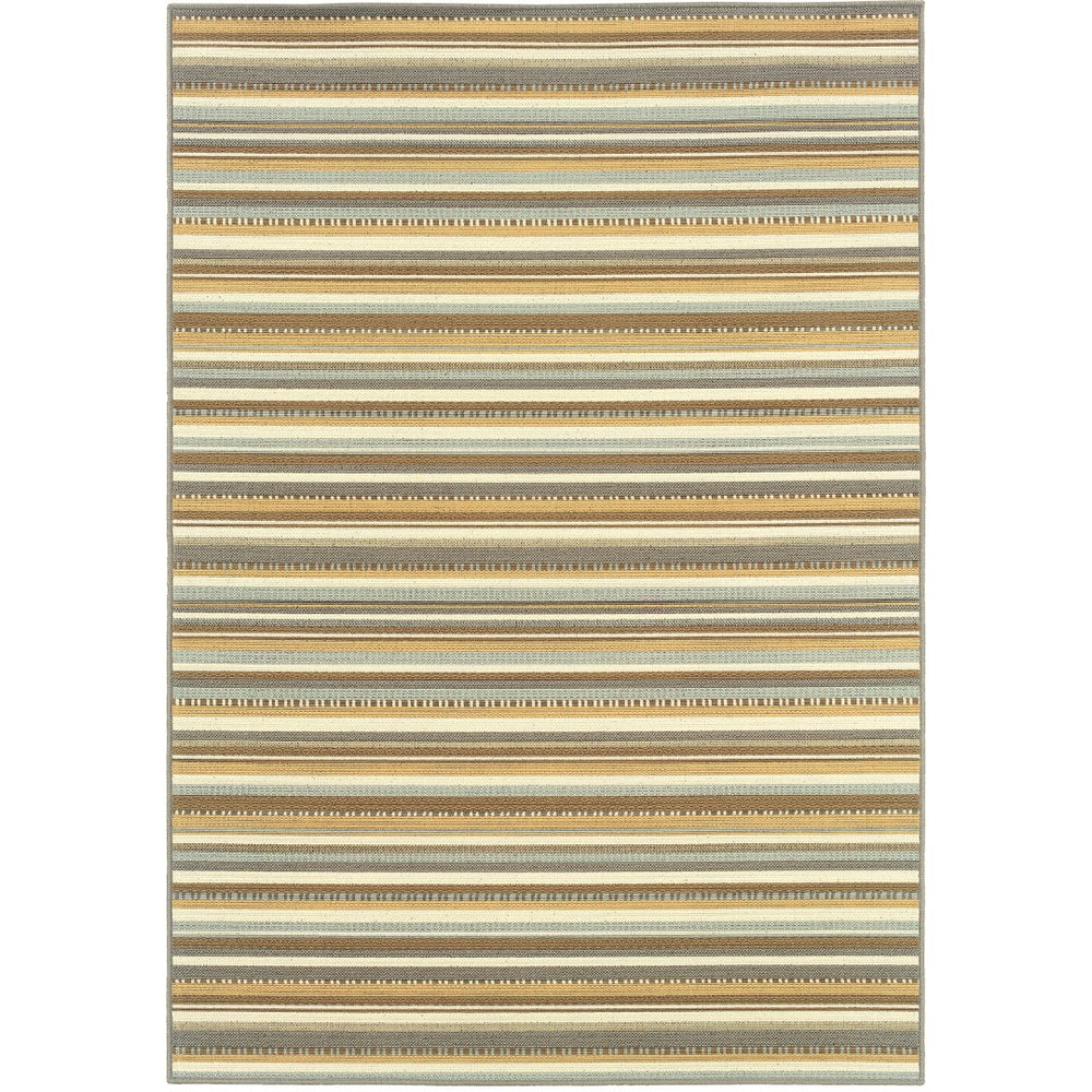 Oriental Weavers Bali 1001J Contemporary/ Striped Polypropylene Indoor/Outdoor Area Rug Grey/ Gold 8'6" x 13' B1001J259396ST