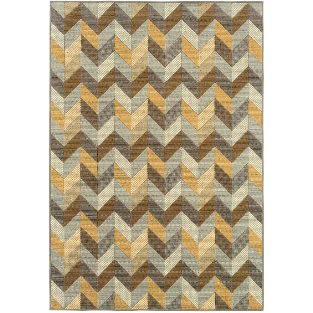 Oriental Weavers Bali 4902X Contemporary/Modern Geometric Polypropylene Indoor/Outdoor Area Rug Grey/ Gold 8'6" x 13' B4902X259396ST