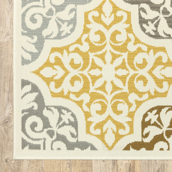Oriental Weavers Bali 4904W Casual/ Floral Polypropylene Indoor/Outdoor Area Rug Ivory/ Grey 8'6" x 13' B4904W259396ST