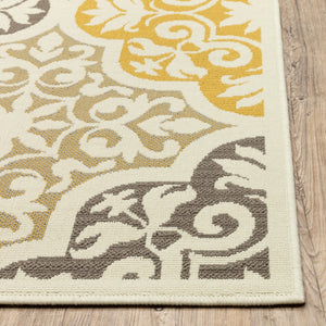 Oriental Weavers Bali 4904W Casual/ Floral Polypropylene Indoor/Outdoor Area Rug Ivory/ Grey 8'6" x 13' B4904W259396ST