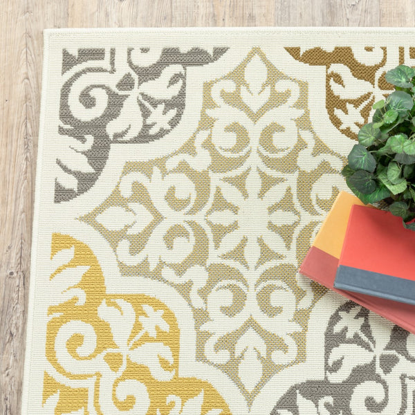 Oriental Weavers Bali 4904W Casual/ Floral Polypropylene Indoor/Outdoor Area Rug Ivory/ Grey 8'6" x 13' B4904W259396ST