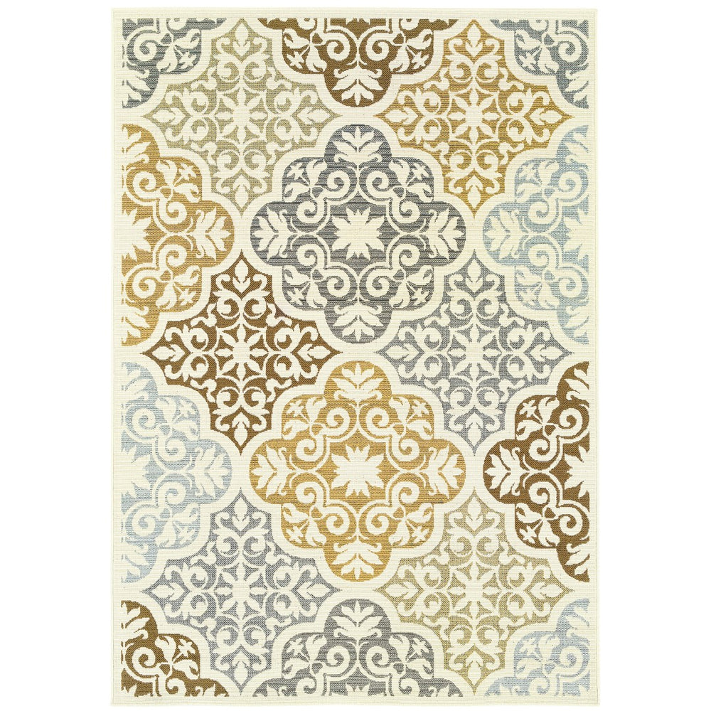 Oriental Weavers Bali 4904W Casual/ Floral Polypropylene Indoor/Outdoor Area Rug Ivory/ Grey 8'6" x 13' B4904W259396ST