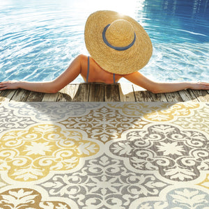 Oriental Weavers Bali 4904W Casual/ Floral Polypropylene Indoor/Outdoor Area Rug Ivory/ Grey 8'6" x 13' B4904W259396ST