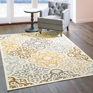 Oriental Weavers Bali 4904W Casual/ Floral Polypropylene Indoor/Outdoor Area Rug Ivory/ Grey 8'6" x 13' B4904W259396ST