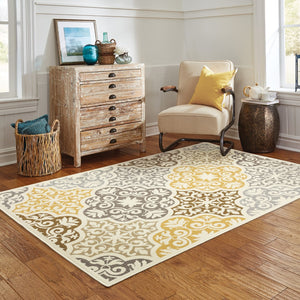 Oriental Weavers Bali 4904W Casual/ Floral Polypropylene Indoor/Outdoor Area Rug Ivory/ Grey 8'6" x 13' B4904W259396ST