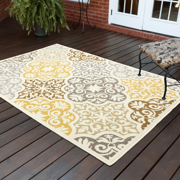 Oriental Weavers Bali 4904W Casual/ Floral Polypropylene Indoor/Outdoor Area Rug Ivory/ Grey 8'6" x 13' B4904W259396ST