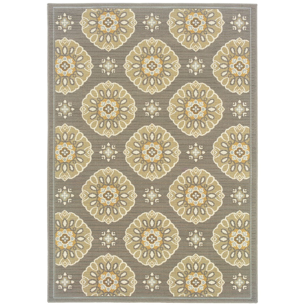 Oriental Weavers Bali 5863N Transitional/Casual Floral Polypropylene Indoor/Outdoor Area Rug Grey/ Gold 8'6" x 13' B4863N259396ST