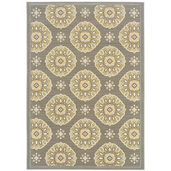 Oriental Weavers Bali 5863N Transitional/Casual Floral Polypropylene Indoor/Outdoor Area Rug Grey/ Gold 8'6" x 13' B4863N259396ST