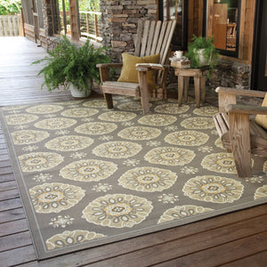 Oriental Weavers Bali 5863N Transitional/Casual Floral Polypropylene Indoor/Outdoor Area Rug Grey/ Gold 8'6" x 13' B4863N259396ST