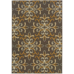 Oriental Weavers Bali 8990H Contemporary/ Floral Polypropylene Indoor/Outdoor Area Rug Grey/ Gold 8'6" x 13' B8990H259396ST