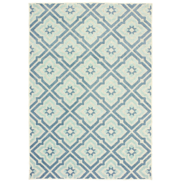 Oriental Weavers Barbados 1801H Casual/ Geometric Polypropylene Indoor/Outdoor Area Rug Blue/ Ivory 7'10" x 10' B1801H240305ST
