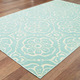 Oriental Weavers Barbados 539L4 Global/Casual Floral Polypropylene Indoor/Outdoor Area Rug Blue/ Ivory 7'10" x 10' B539L4240305ST