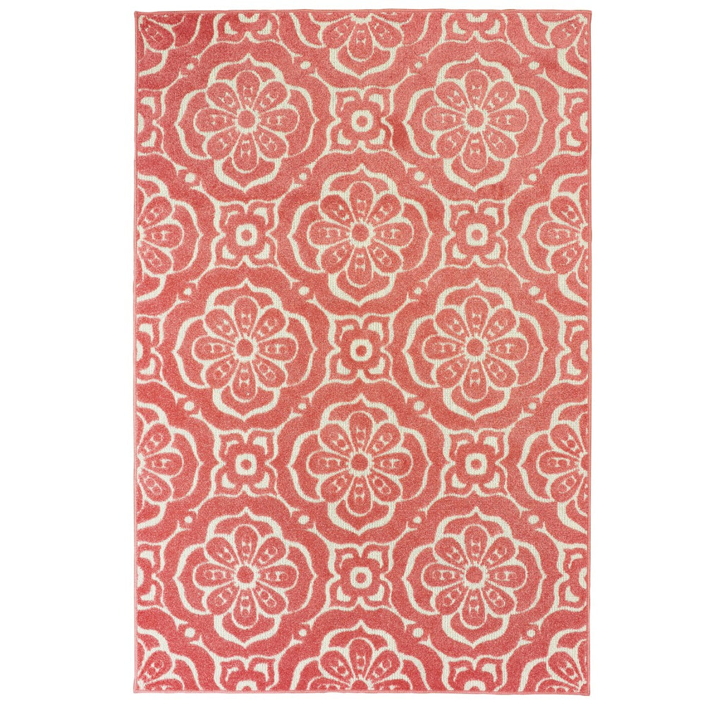 Oriental Weavers Barbados 539O4 Global/Casual Floral Polypropylene Indoor/Outdoor Area Rug Pink/ Ivory 9'10" x 12'10" B539O4300390ST