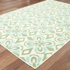 Oriental Weavers Barbados 5994J Casual/ Floral Polypropylene Indoor/Outdoor Area Rug Ivory/ Green 7'10" x 10' B5994J240305ST
