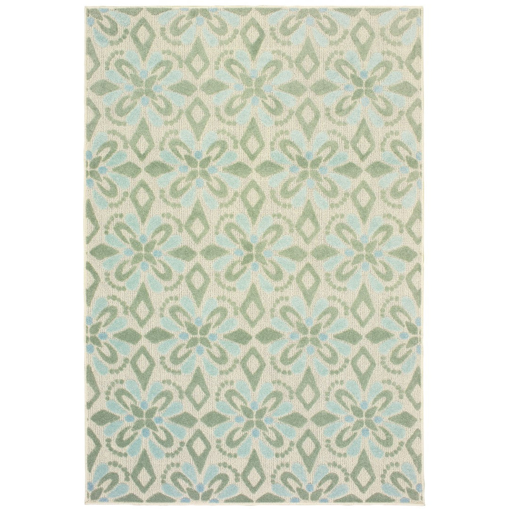 Oriental Weavers Barbados 5994J Casual/ Floral Polypropylene Indoor/Outdoor Area Rug Ivory/ Green 7'10" x 10' B5994J240305ST