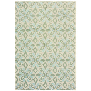 Oriental Weavers Barbados 5994J Casual/ Floral Polypropylene Indoor/Outdoor Area Rug Ivory/ Green 7'10" x 10' B5994J240305ST