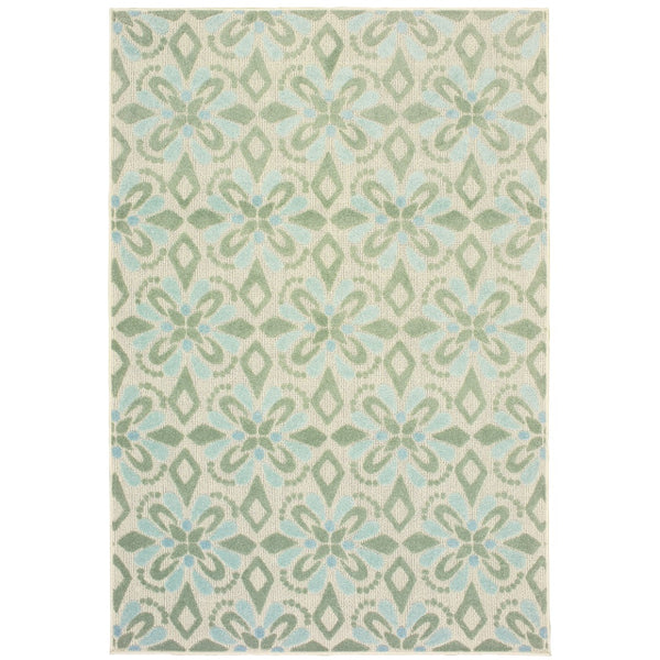Oriental Weavers Barbados 5994J Casual/ Floral Polypropylene Indoor/Outdoor Area Rug Ivory/ Green 7'10" x 10' B5994J240305ST