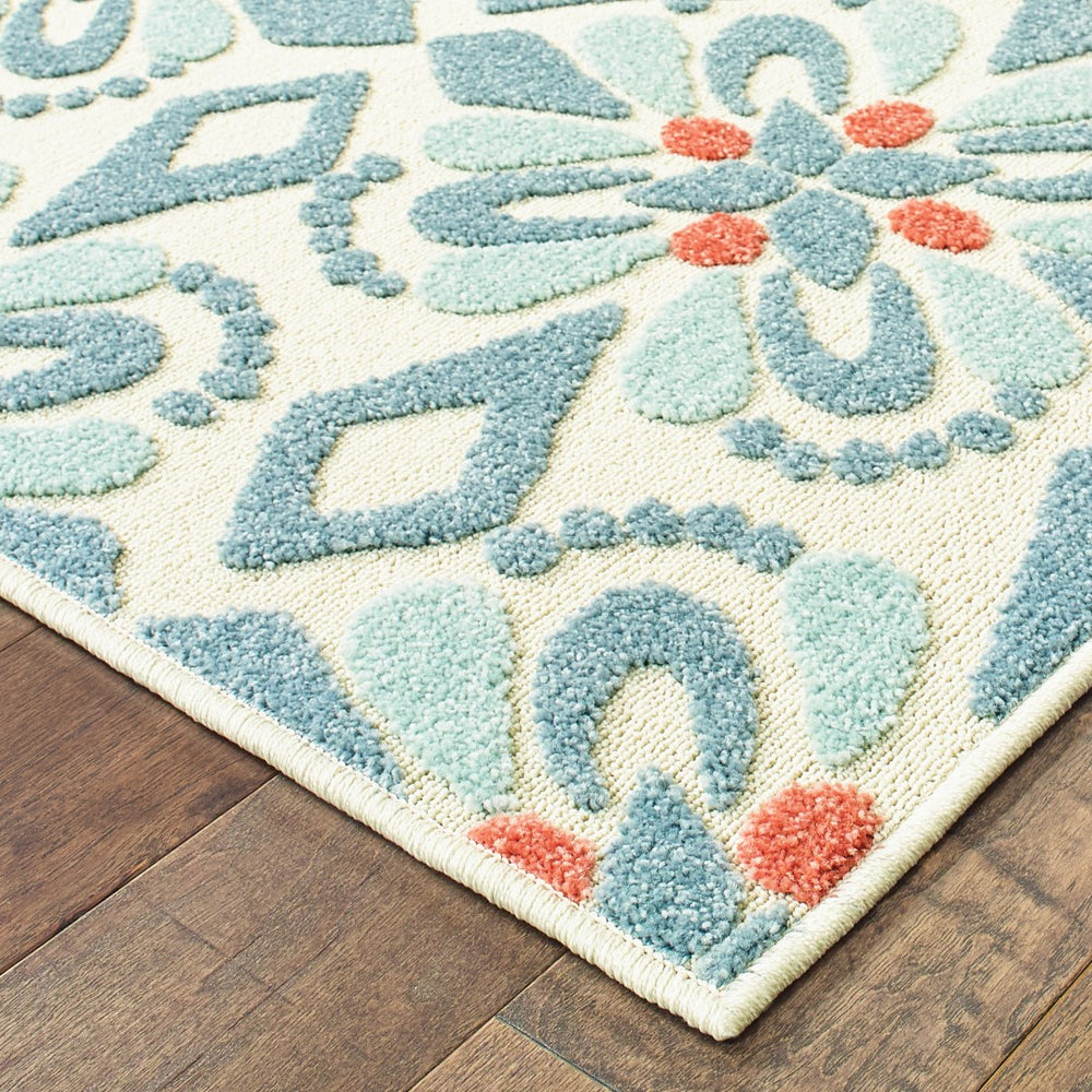 Oriental Weavers Barbados 5994Z Casual/ Floral Polypropylene Indoor/Outdoor Area Rug Blue/ Ivory 7'10" x 10' B5994Z240305ST