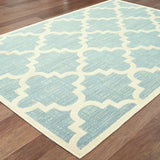 Oriental Weavers Barbados 6437J Casual/Farmhouse Geometric Polypropylene Indoor/Outdoor Area Rug Blue/ Ivory 9'10" x 12'10" B6437J300390ST