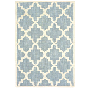 Oriental Weavers Barbados 6437J Casual/Farmhouse Geometric Polypropylene Indoor/Outdoor Area Rug Blue/ Ivory 9'10" x 12'10" B6437J300390ST