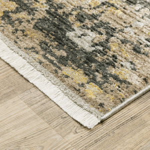 Oriental Weavers Bauer 2061X Modern & Contemporary/Industrial Abstract PET Fibers Indoor Area Rug Gold/ Black 9'10" x 12'10" B2061X300390ST