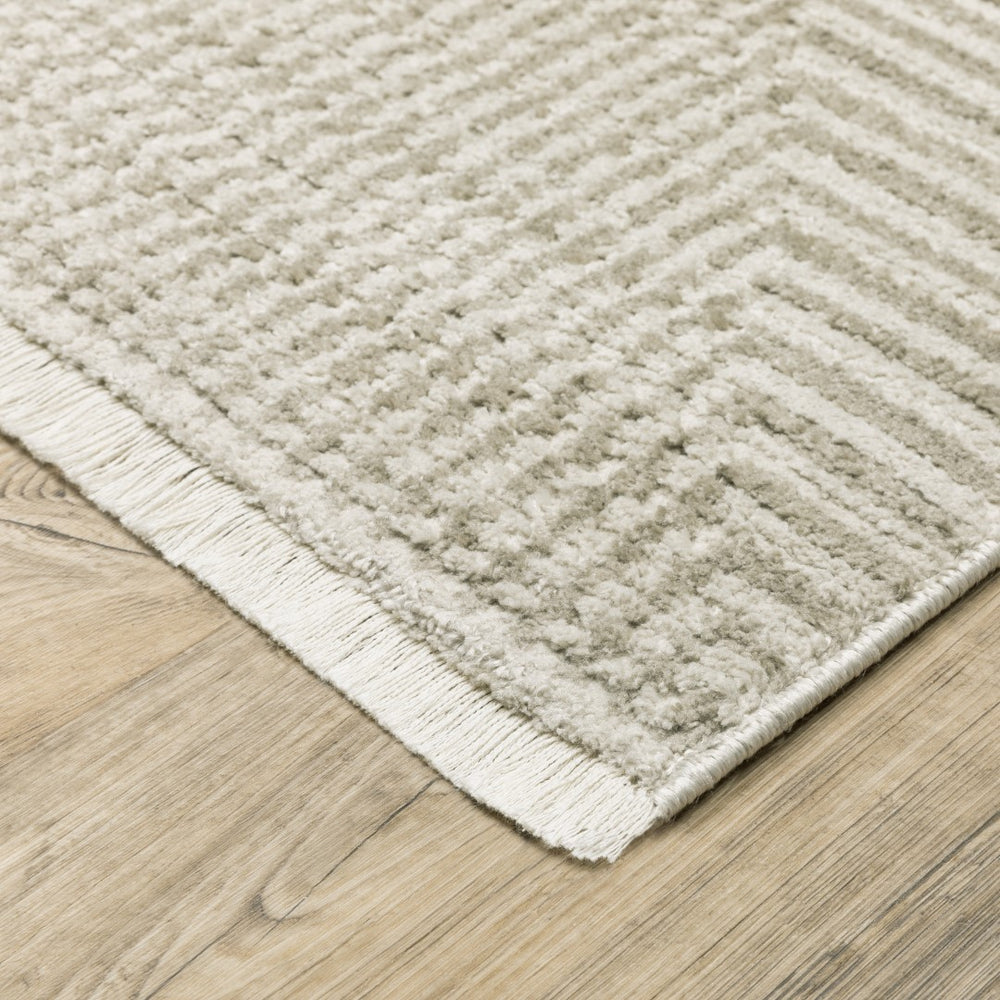 Oriental Weavers Bauer 4150E Modern & Contemporary/Industrial Geometric PET Fibers Indoor Area Rug Beige/ Ivory 9'10" x 12'10" B4150E300390ST