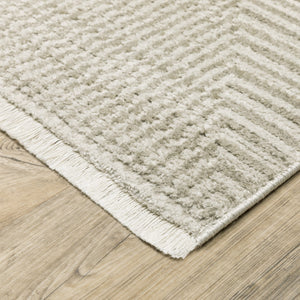 Oriental Weavers Bauer 4150E Modern & Contemporary/Industrial Geometric PET Fibers Indoor Area Rug Beige/ Ivory 9'10" x 12'10" B4150E300390ST