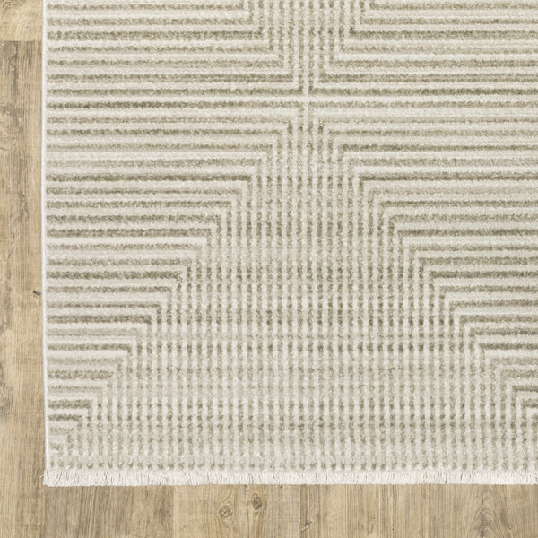 Oriental Weavers Bauer 4150E Modern & Contemporary/Industrial Geometric PET Fibers Indoor Area Rug Beige/ Ivory 9'10" x 12'10" B4150E300390ST