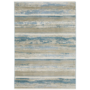 Oriental Weavers Bauer 042L2 Modern & Contemporary/Industrial Striped PET Fibers Indoor Area Rug Blue/ Beige 9'10" x 12'10" B042L2300390ST