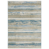 Oriental Weavers Bauer 042L2 Modern & Contemporary/Industrial Striped PET Fibers Indoor Area Rug Blue/ Beige 9'10" x 12'10" B042L2300390ST