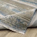 Oriental Weavers Bauer 042L2 Modern & Contemporary/Industrial Striped PET Fibers Indoor Area Rug Blue/ Beige 9'10" x 12'10" B042L2300390ST