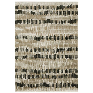 Oriental Weavers Bauer 8120D Modern & Contemporary/Casual Abstract PET Fibers Indoor Area Rug Beige/ Charcoal 9'10" x 12'10" B8120D300390ST