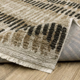 Oriental Weavers Bauer 8120D Modern & Contemporary/Casual Abstract PET Fibers Indoor Area Rug Beige/ Charcoal 9'10" x 12'10" B8120D300390ST