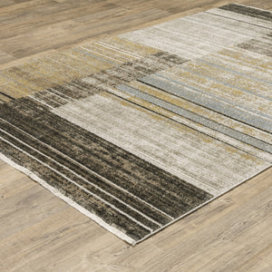 Oriental Weavers Bauer 090N2 Modern & Contemporary/Industrial Geometric PET Fibers Indoor Area Rug Beige/ Charcoal 9'10" x 12'10" B090N2300390ST