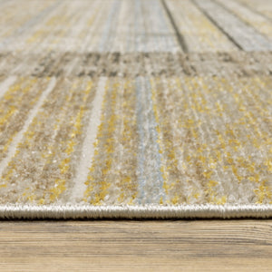 Oriental Weavers Bauer 090N2 Modern & Contemporary/Industrial Geometric PET Fibers Indoor Area Rug Beige/ Charcoal 9'10" x 12'10" B090N2300390ST