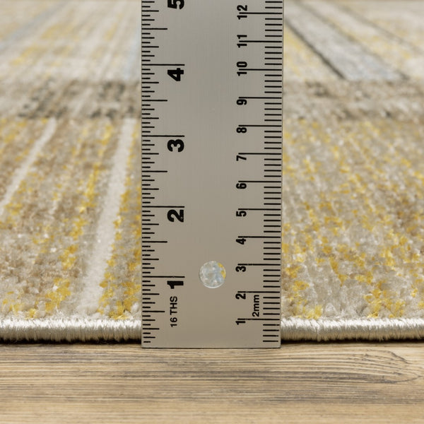 Oriental Weavers Bauer 090N2 Modern & Contemporary/Industrial Geometric PET Fibers Indoor Area Rug Beige/ Charcoal 9'10" x 12'10" B090N2300390ST