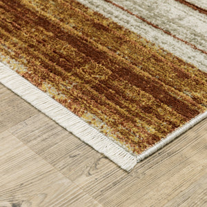 Oriental Weavers Bauer 090R2 Modern & Contemporary/Industrial Geometric PET Fibers Indoor Area Rug Rust/ Gold 9'10" x 12'10" B090R2300390ST